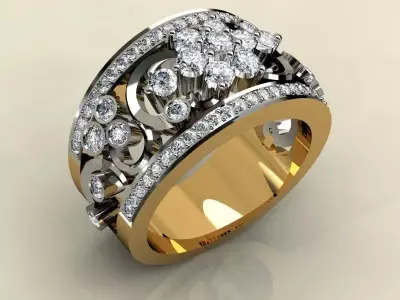 Rings elegant gold and diamond ring 3D print model