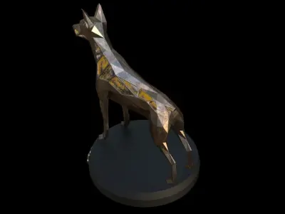 Steampunk Doberman Pinscher Low-poly 3D model