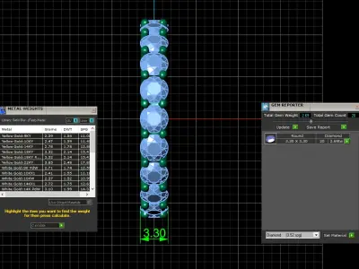 U Shaped Eternity Ring 3 point 3 mm stone size swiss 13 and EU53 3D print model