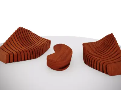 Modern Parametric Lounge Bench  Corona Rendered  Free 3D model