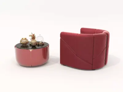 Modern Coffee Table and Armchair Set 63 3D model