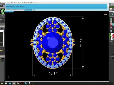 Luxury Oval Halo Gemstone Ring Jewelry 3D Model 4420 3D print model