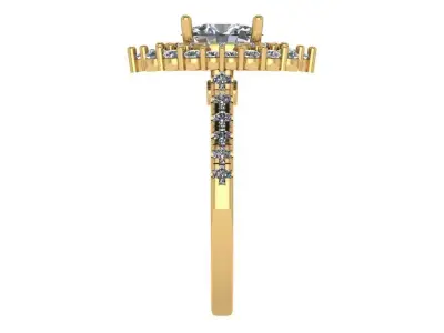 oval double halo ring with cathedral shank  3D print model