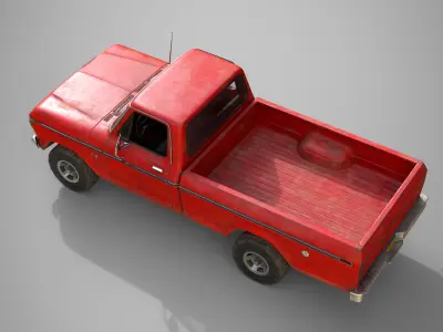 Ford Classic F100 pickup 1976 Old Red Low-poly 3D model