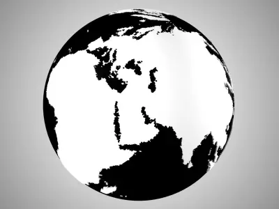 Solid Color White Black  Globe 3D model