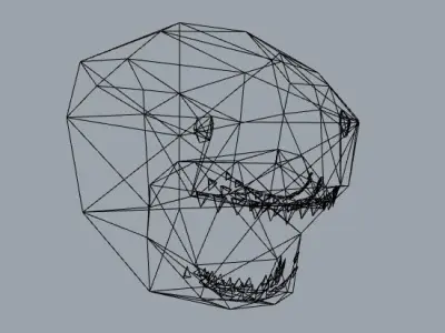 Lowpoly shark gold triangular head 3D model