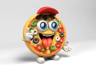 Pizza character Low-poly 3D model