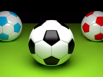 Black Blue Red Soccer Balls 3D model