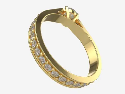 Gold Diamond Ring Jewelry 02 3D model