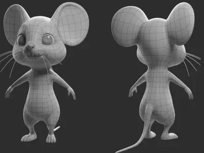 Cartoon Mouse  II Basemesh  Low-poly 3D model