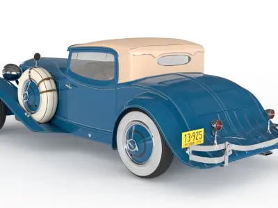 Retro Car 1929 Cord L-29 Low-poly 3D model