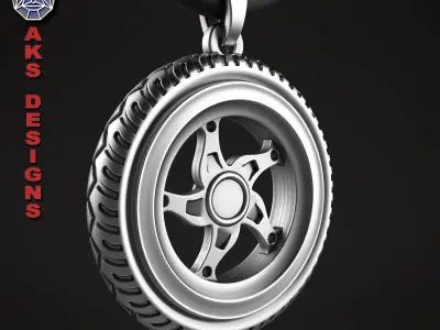  Pendant biker Jewelry tyre version 1 3D print model