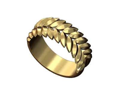 Double row tilted wheat leaf band 3D print model