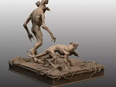 Demogorgon And Demodog Stranger Things Diorama 3D Print Model 3D print model