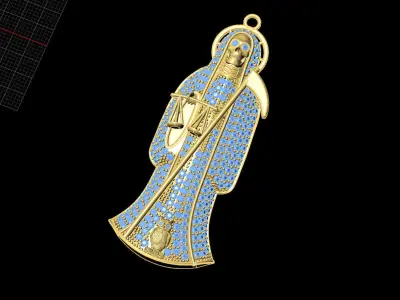 Holy Death Big Size Pendant 3D STL 3DM Skull Santa Muerte 3D   3D print model