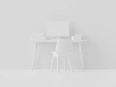 Workkspace desk and chair mockup 3D model