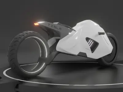 concept Tesla bike Low-poly 3D model