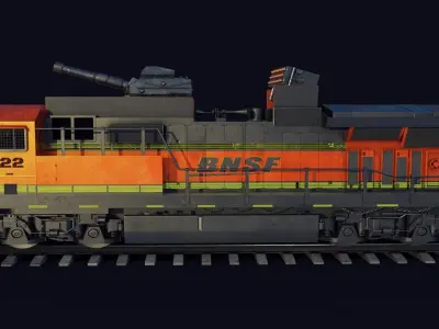 Train Engine Armoured with weapons 3D model
