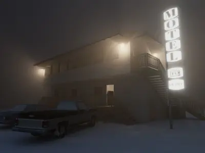 Motel Scene Free low-poly 3D model