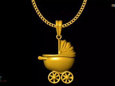 baby carry pendant charms - one inch pendant 3D print model