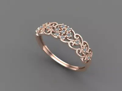 Womens Diamond Signet Ring Women Rings 3dmodels 3D print model 3D print model 26