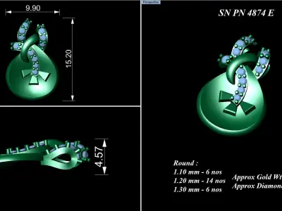 Pendant Earrings combo - 4874 3D print model