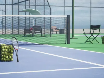 Tennis Court Game Ready UE Low-poly 3D model