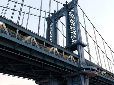 New York Manhattan Bridge Low-poly 3D model