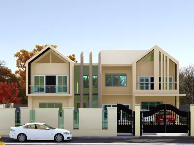 4 Bedroom 3D Modern House Model 3D model