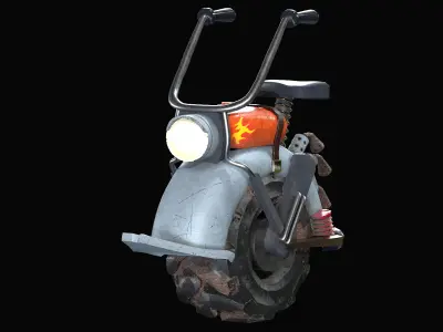 Motorized unicycle Low-poly 3D model