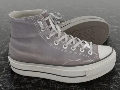 CONVERSE ALL STAR 3D SHOES - GRAY Low-poly 3D model