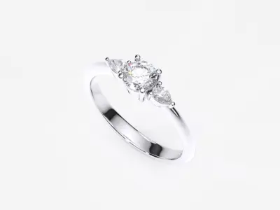 ZDR0167 three stone engagement ring gold 3D print model