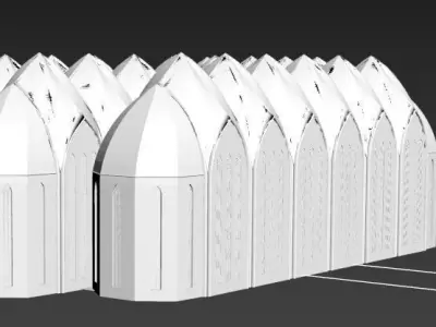 CATHERDRAL set of fences Low-poly 3D model