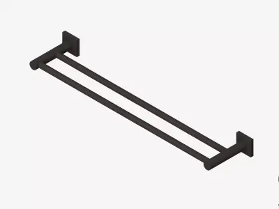 Towel Rail - Double - Luxury - Round - 600 - Square Plate Low-poly 3D model