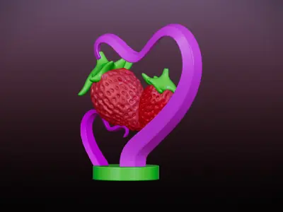 Love Fruits strawberries heart stand 3D print model