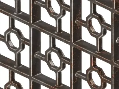 Rusty Iron Arch Window Grill 3D model