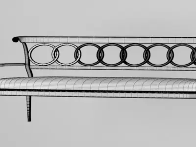 Bench gold with cushion Low-poly 3D model