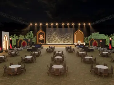 Modern Ramadan Event Setup - Full Exhibition and Stage Scene Low-poly 3D model