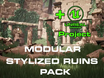 Stylized Modular Ruins Pack Low-poly 3D model