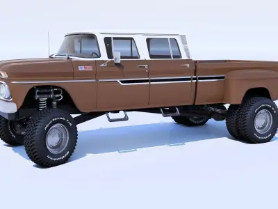 Pickup 1963 C30 4 Door Dually Classic Wheels  3D model