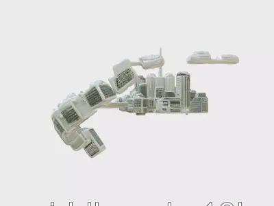 Futuristic Cyberpunk Circular City District Model Low-poly 3D model