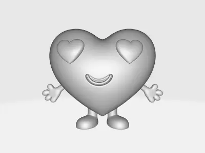 Cute Valentine Heart Character Figurine Smiling Love Heart Decor 3D print model