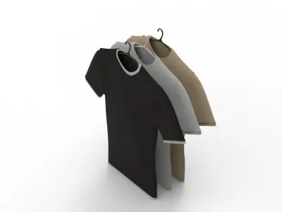 TSHIRT three t - shirts hanging on hanger 3D model