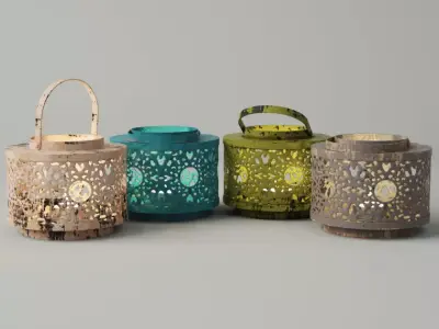 Tin Lantern Set 3D model