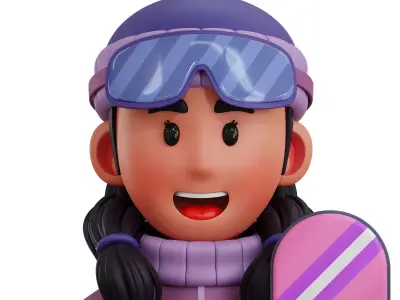 Snowboarder Player Avatar 3D Icon Low-poly 3D model