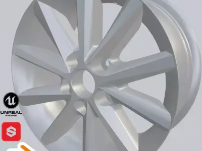 Toyota Camry 2010-2011 Wheels Low-poly 3D model