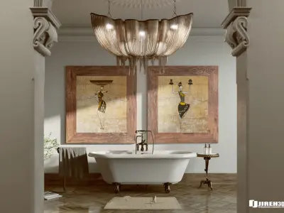 Corona - C4D Scene files - African Classic Bathroom Interior 3D model