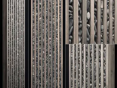 Wall Wood pebble decor n3 3D model