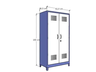METAL CABINET-DOUBLE LONG-BLUE AND WHITE Low-poly 3D model