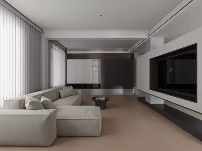 Modern living room dining room interior scenes 490 3D model
